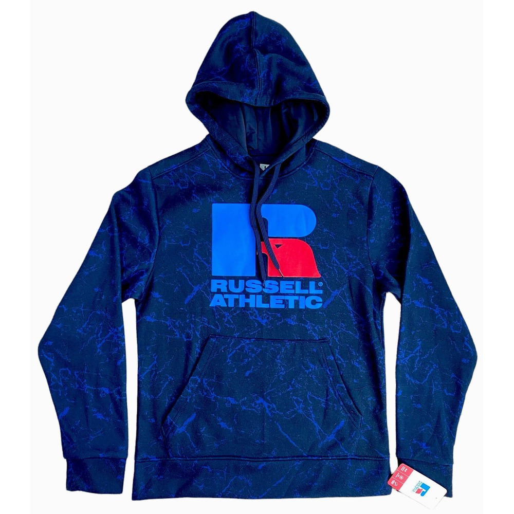 Russell Athletic Marble Fleece Hoodie Sweatshirt Navy Blue Men's Size S New NWT
